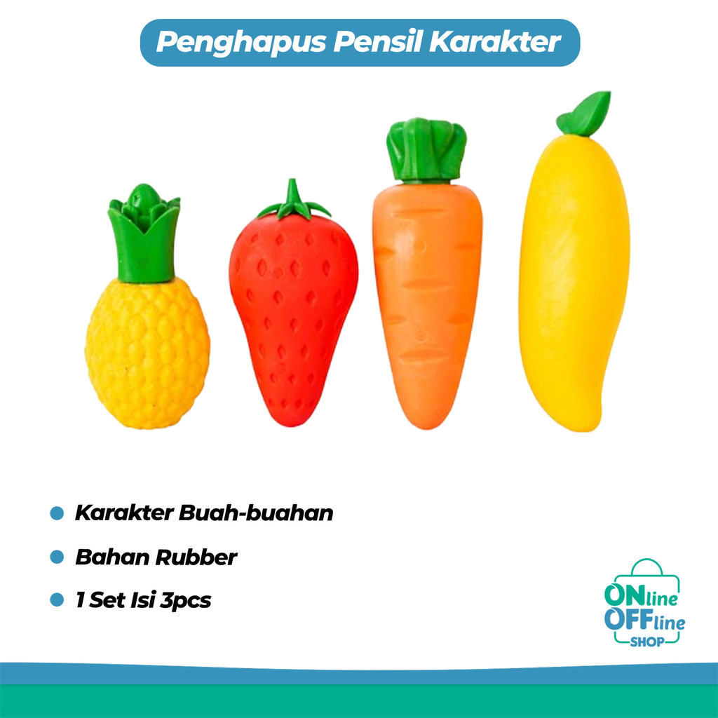 

Penghapus Pensil Karakter Buah Buahan Lucu Set 3pcs 845
