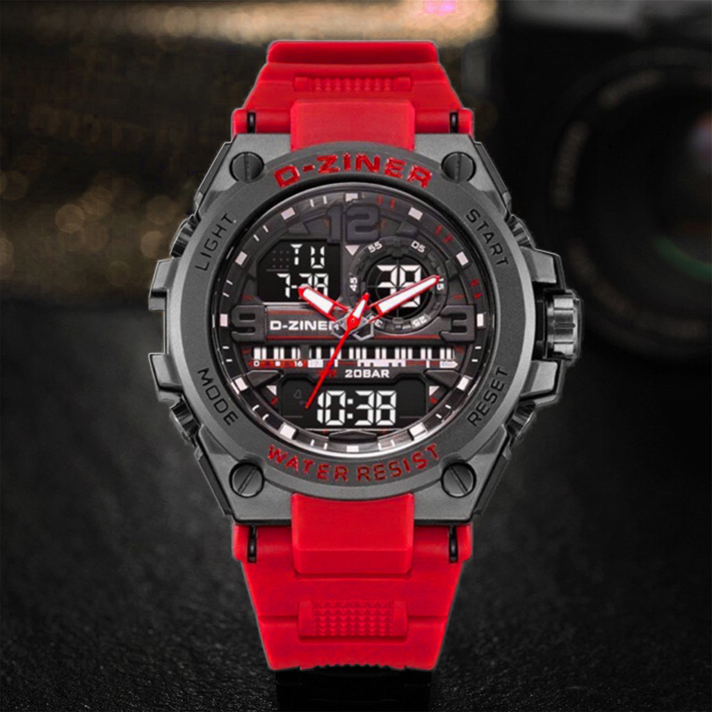 Dziner Jam Tangan Pria Dziner 1901 Rubber Double Time Water Resistant 3 ATM