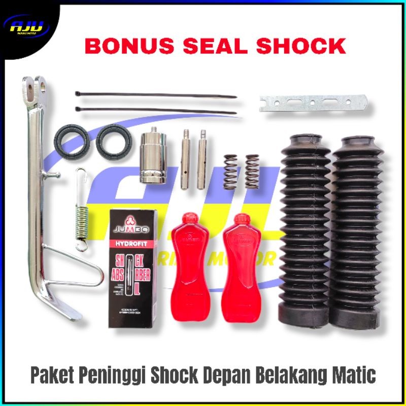 PENINGGI SHOCK DEPAN BELAKANG SEGALA JENIS MATIC SATU PAKET