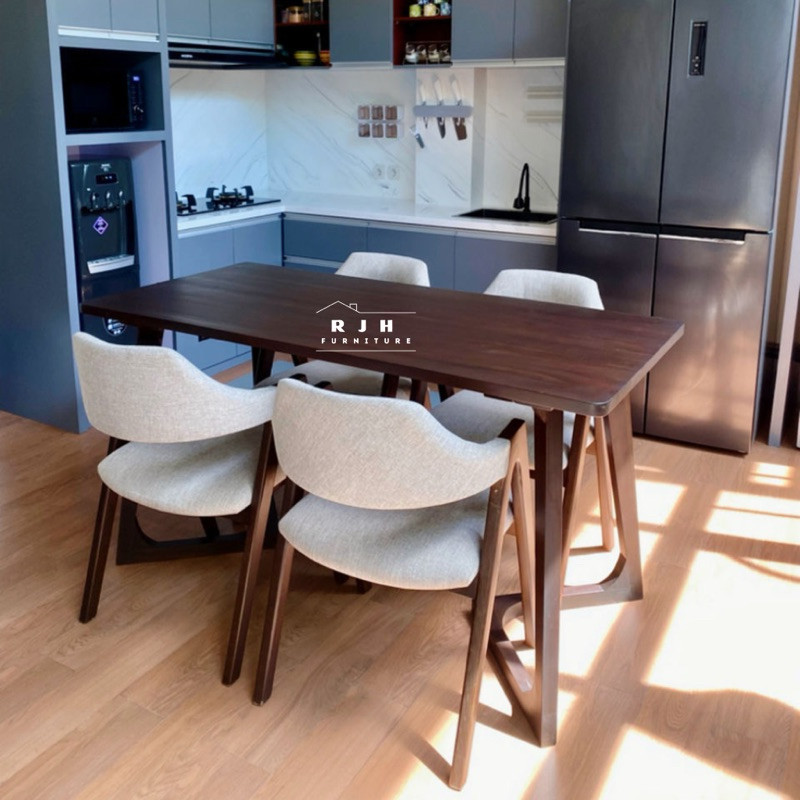 SET MEJA MAKAN MINIMALIS KAYU JATI, DINING SET KAYU JATI, DINING CHAIR, KURSI A