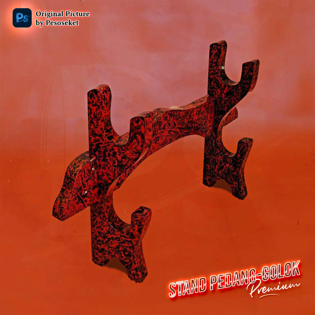 [PROMO] Stand Dudukan Rak Katana Samurai Pedang & Golok 2 Tahap Merah by WA1 Pesoseket
