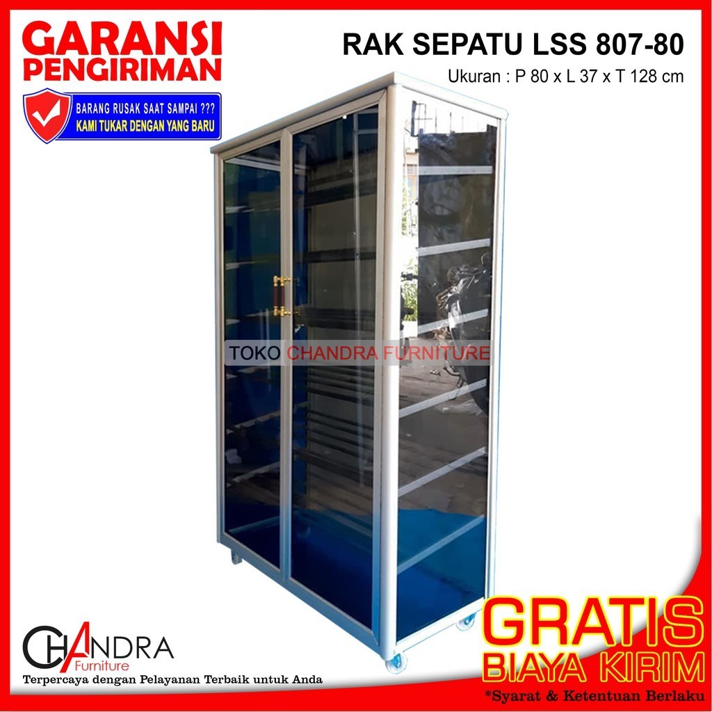 Lemari / Rak Sepatu / Tempat Sandal Aluminium 7 Susun Kaca Riben LSS 807-80 (SUPER)