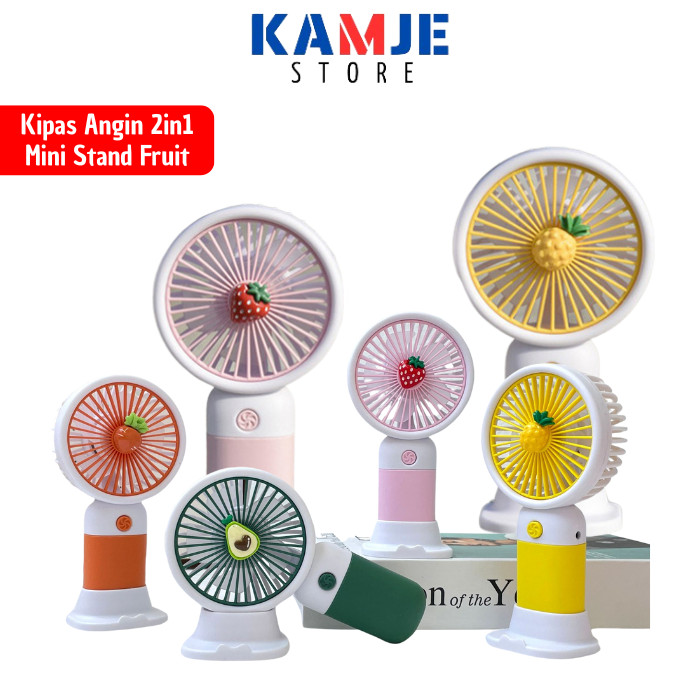 

KAMJE Kipas Angin Mini Portable 2in1 Stand Berdiri Genggam USB Charger