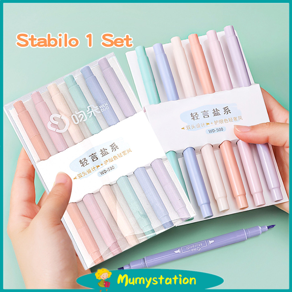 

Mumystation stabilo dua sisi 1 set 6 colors highlighter pastel