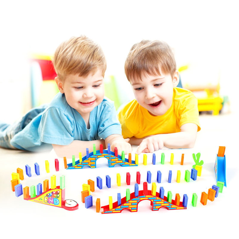 Train Toys Dominoes Plastic Classic Assembled Toy For Children Kids Dominoes Game Blocks Educational