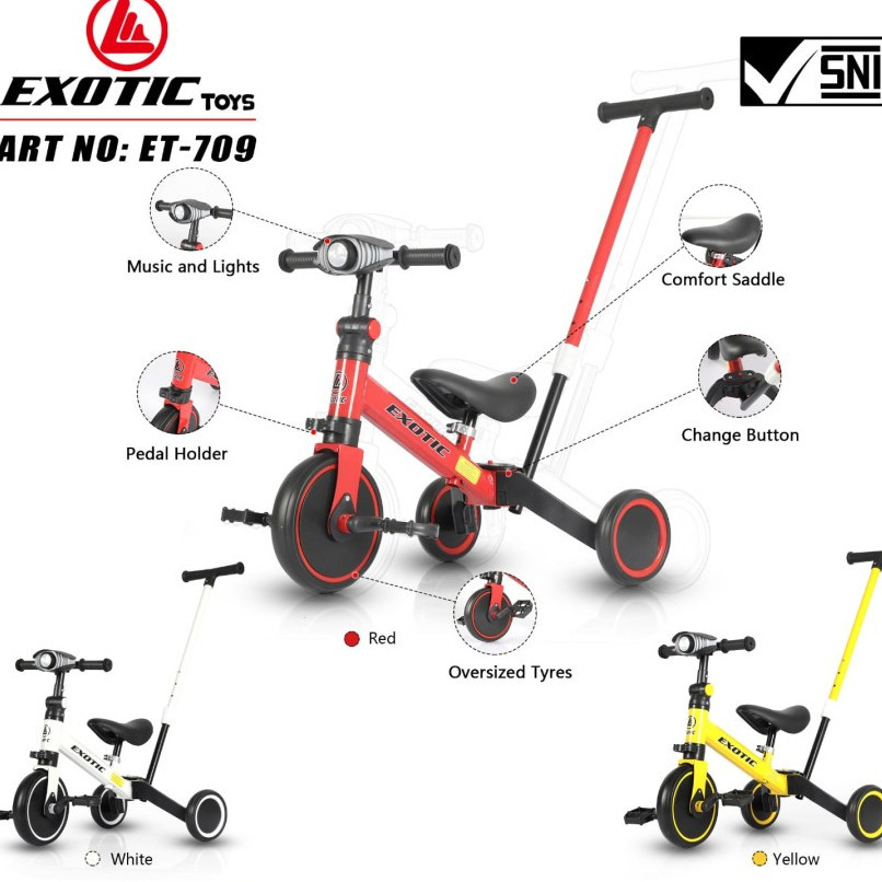 Balance Bike Exotic ET 709 4 in 1 Sepeda Anak Roda Tiga sepeda anak sepeda untuk anak - onlinepratam
