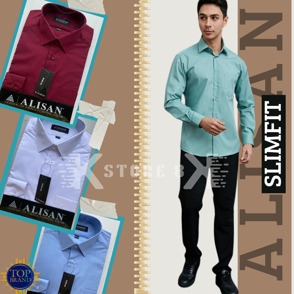 Kemeja ALISAN POLOS SLIMFIT lengan panjang (100% ORI)