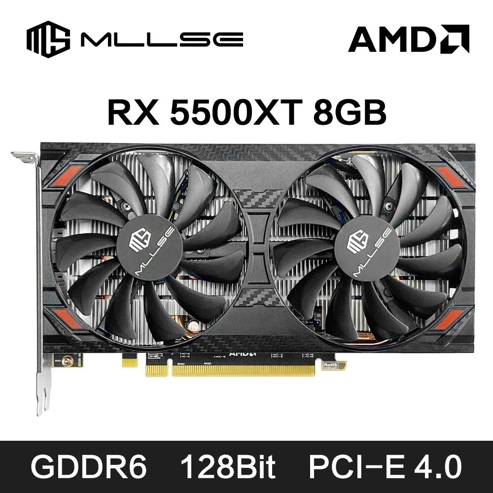 MLLSE AMD RX 5500XT 8GB Graphics Card GDDR6 128Bit PCI Express 4.0 ×8 8Pin Radeon GPU Rx 5500XT Gami