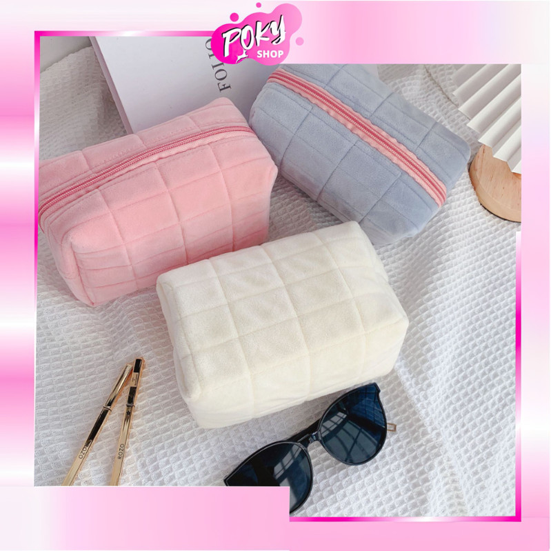

POKY - T5958 Tempat Pouch Pillow Korea / Kotak Pensil Sleting Velvet Aesthetic Pastel / Kotak Pensil Bulu / Make Up Pouch