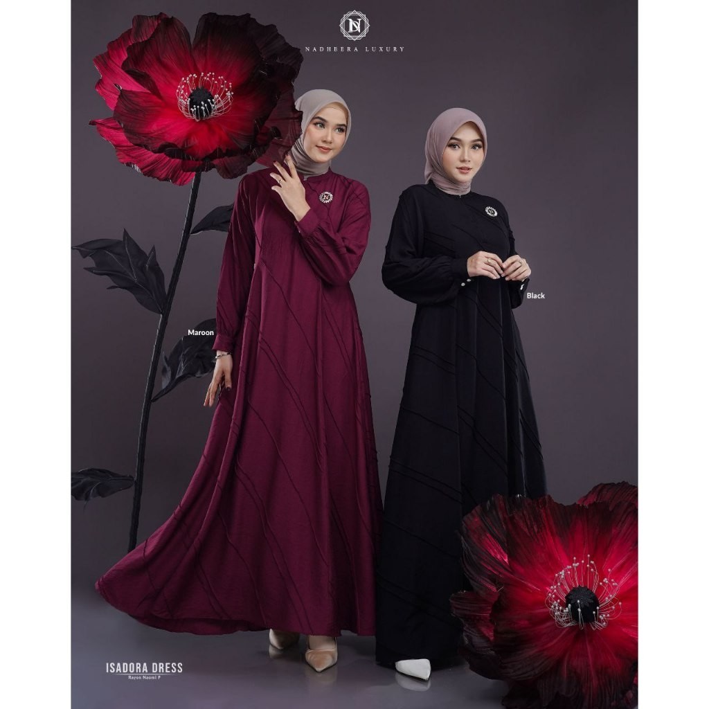 Isadora Dress By Nadheera Luxury Terbaru Gamis Wanita Kekinian  Polos Bahan Rayon Naomi Premium