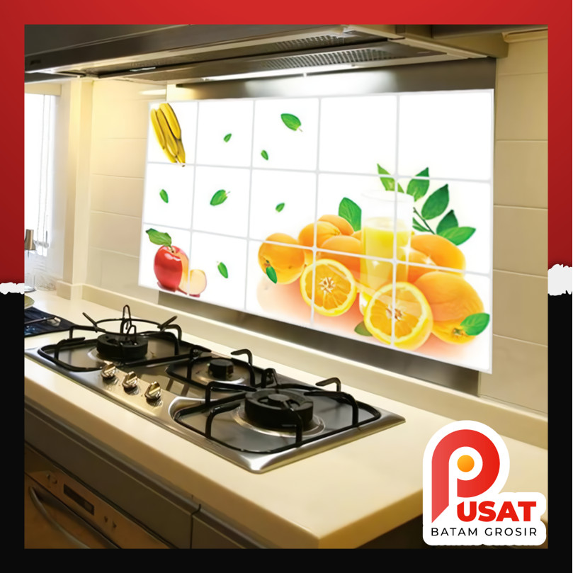 Pusat Batam Grosir - H1185 Stiker Alumunium Foil 90x60 cm / Sticker Dinding Dapur Anti Minyak / Kitc