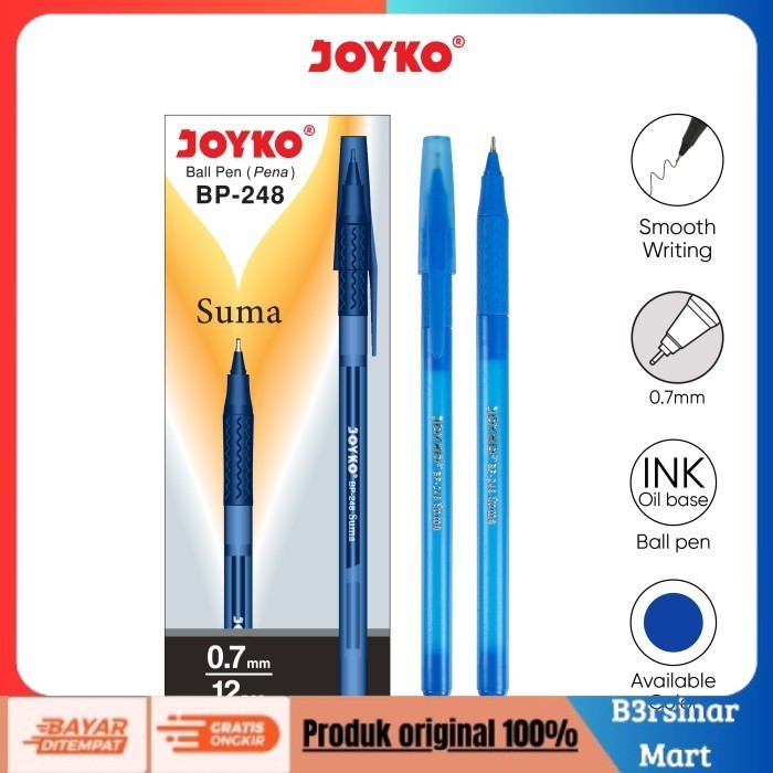 

[COD] DISKON Ball Pen / Pulpen / Pena Joyko BP248 / Suma / 0.7 mm / 1 BOX 12 PCS Blue Berkualitas