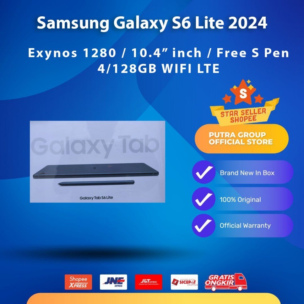 (RESMI) Samsung Galaxy Tab S6 Lite 2024 Exynos 4/128GB 128GB 4GB LTE 4G Graphite SEIN