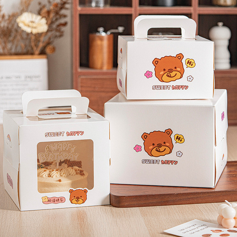 

YBS_ Cake Box / Korean Box Cake with Printed Bear | Box Kue Ultah 16x16x15 15x15x10 20x20x14