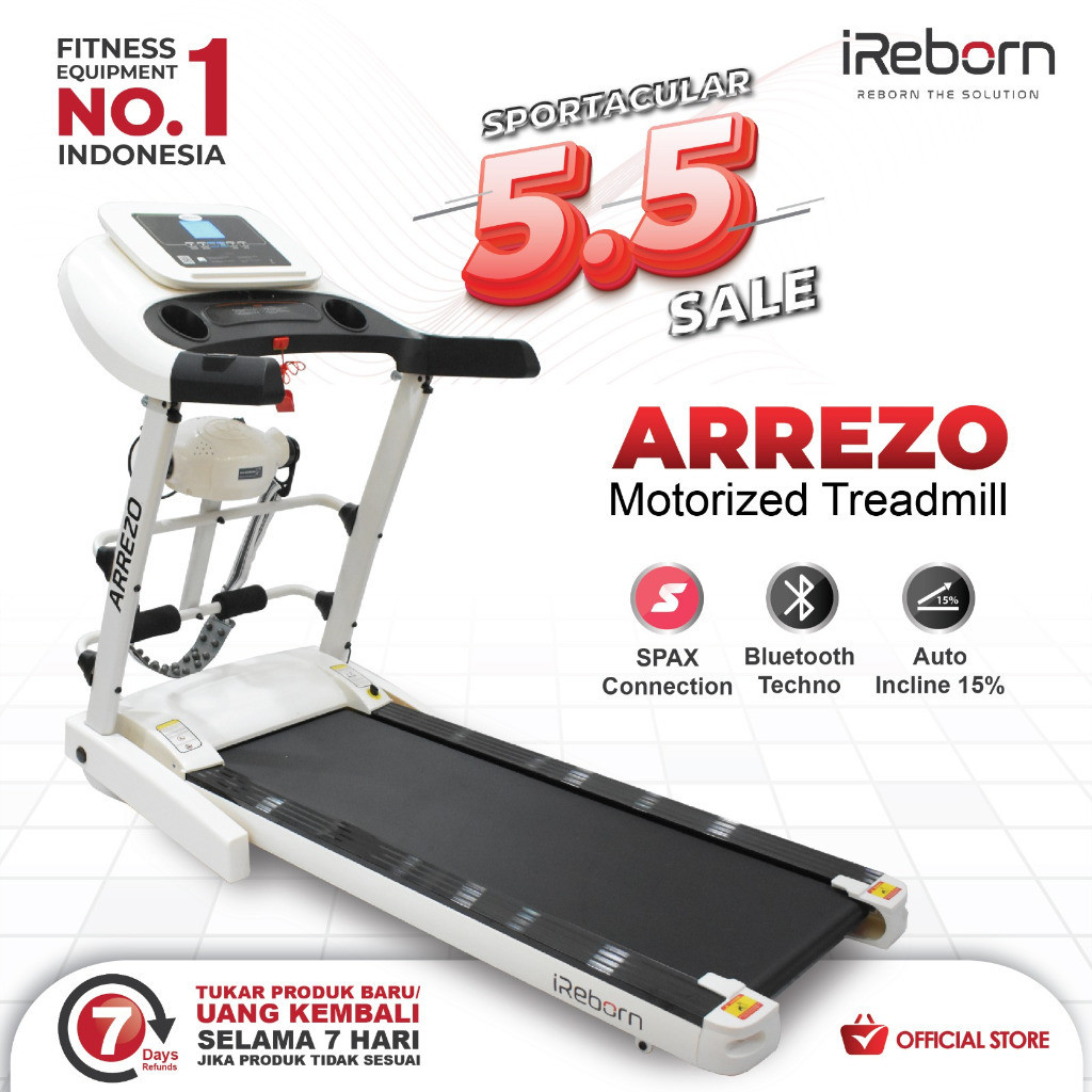 Alat Fitness Treadmill Elektrik iReborn Arrezo (Auto Incline) (JOGJAKARTA)