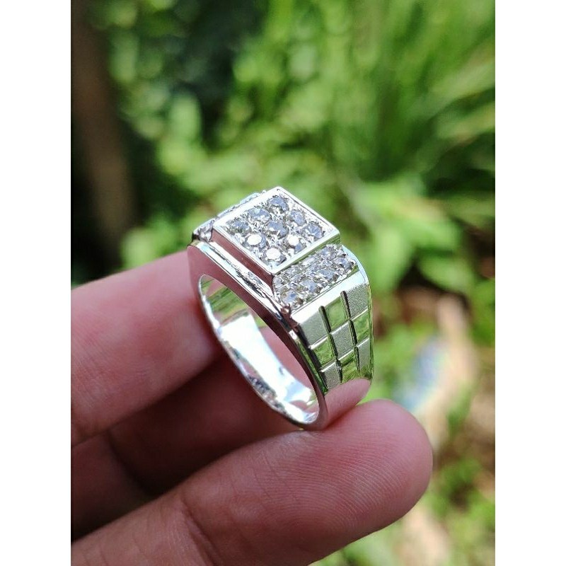 cincin berlian pria cincin cowok full berlian banjar cincin silver handmade natural diamond cincin cowok simple mewah murah berkwalitas berlian asli cincin stempel