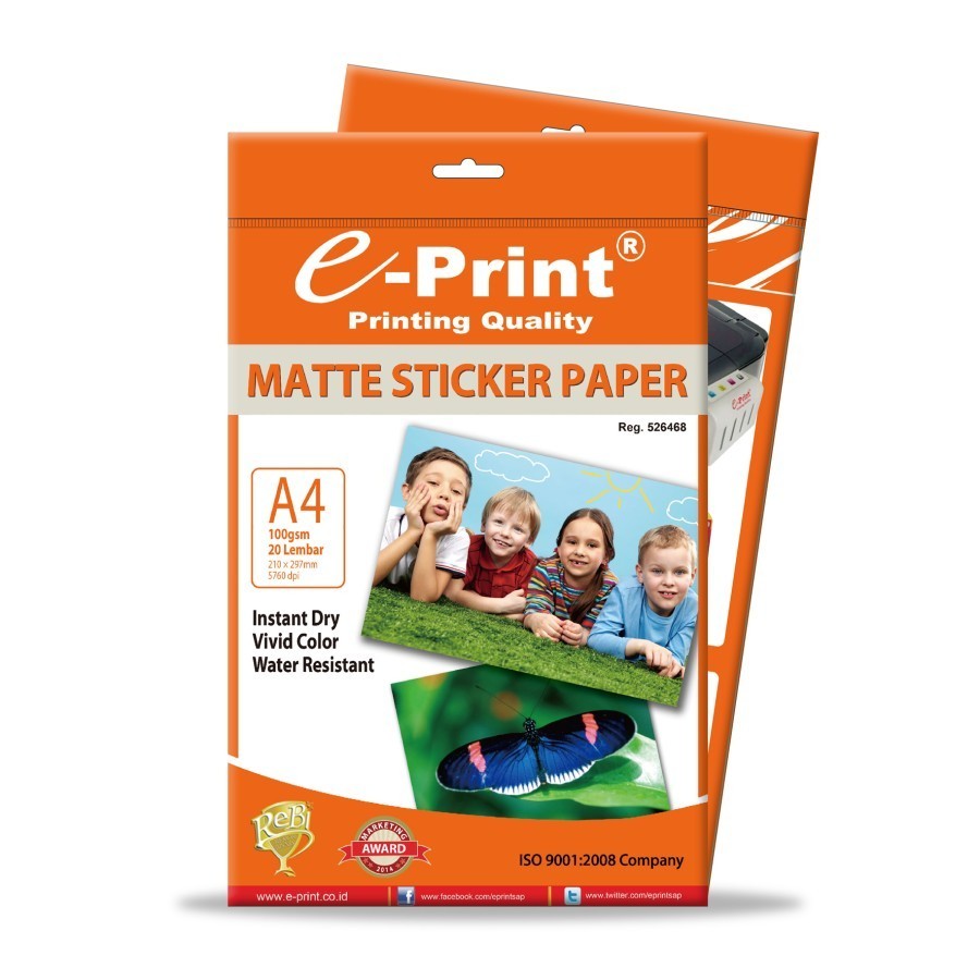 

E-Print Matte Sticker Paper A4 / Kertas Stiker Foto Matte Eprint A4