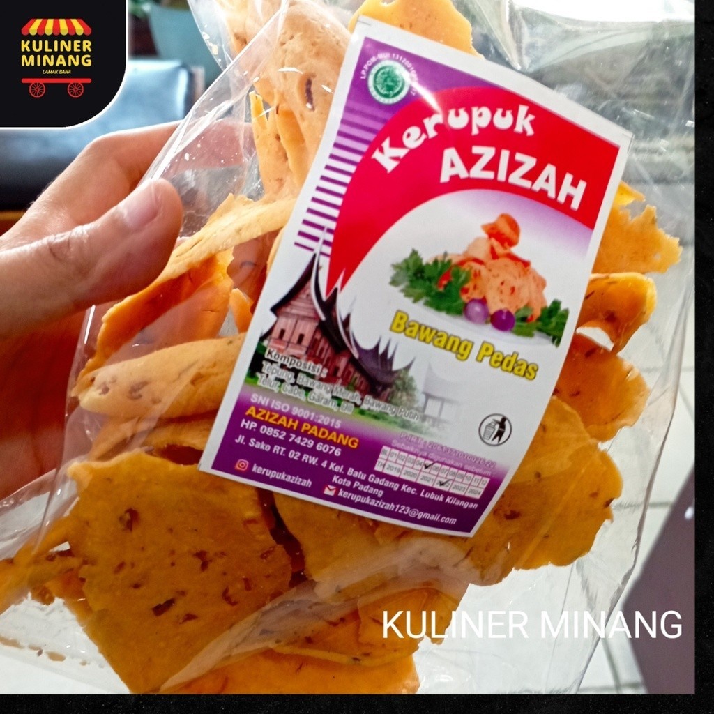 

Kerupuk bawang Azizah Cemilan khas Kuliner Minang