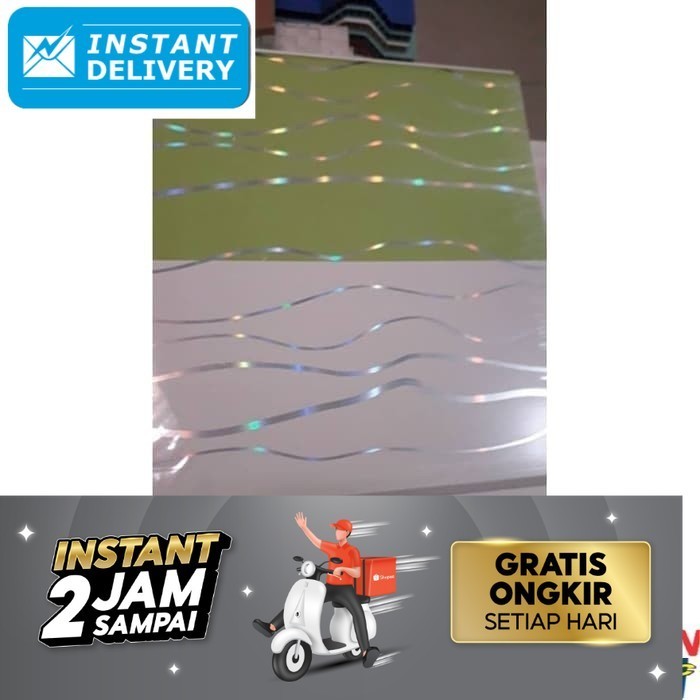 Plafon pvc ruang tamu Pvc Hijau Putih Garis