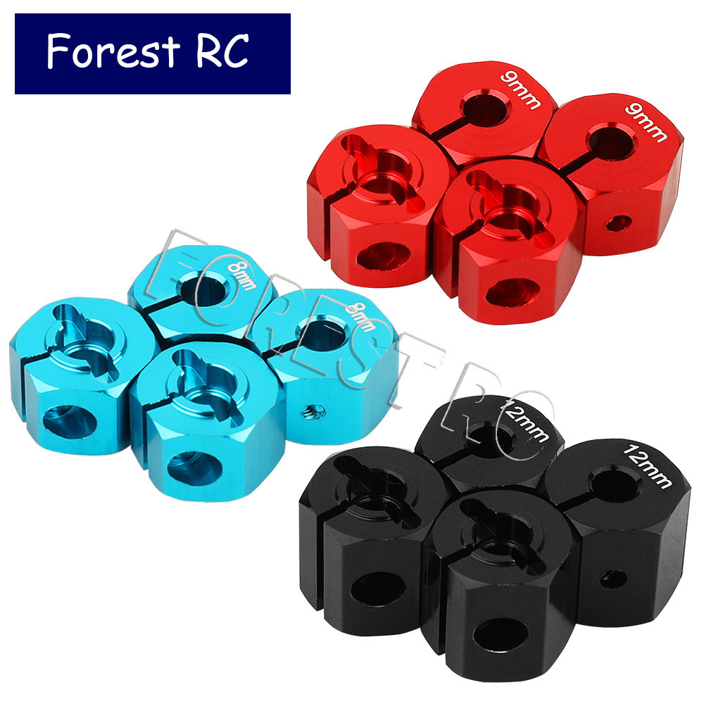 4Pcs Aluminum Alloy Wheel Hex Drive Adapter Hexagon 12mm with Pins for Axial SCX10 I II HSP HPI Tami