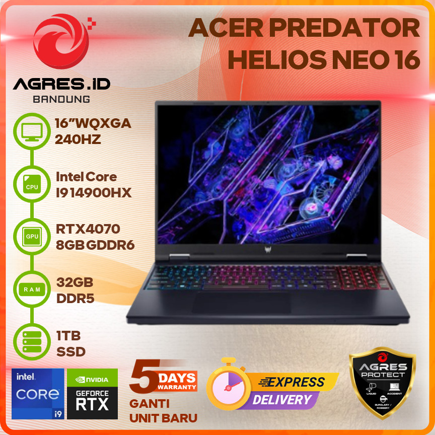 ACER PREDATOR HELIOS NEO 16 I9 14900HX RTX4070 32GB 1TB 16"WQXGA 240HZ