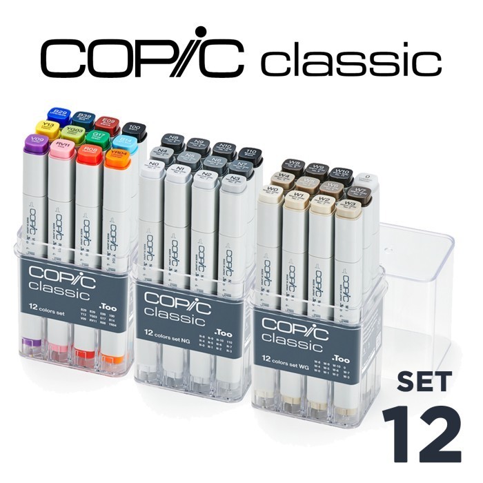 

Copic Classic Set 12 Graphic Marker Alcohol Based Dye Ink Refillable