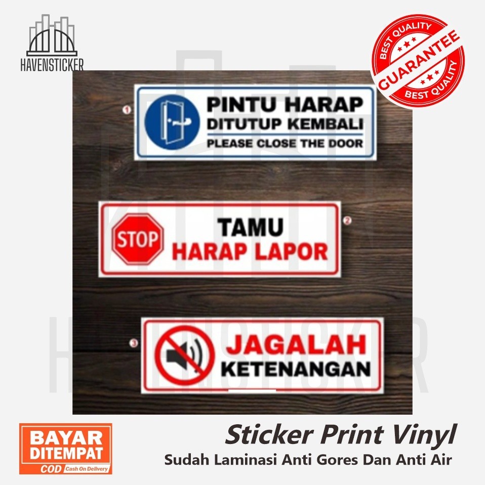 

stiker vinyl Pintu Harap Tutup/Tamu harap Lapor Sign Rambu k3