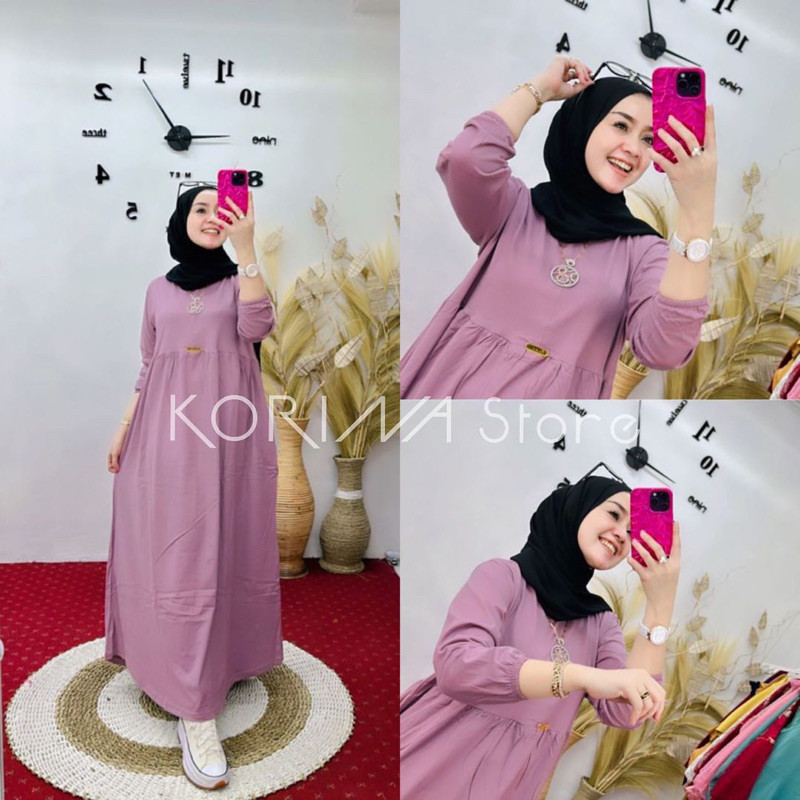 Gamis Wanita Polos Kekinian By Nabil // Gamis Kaos Busui Terbaru