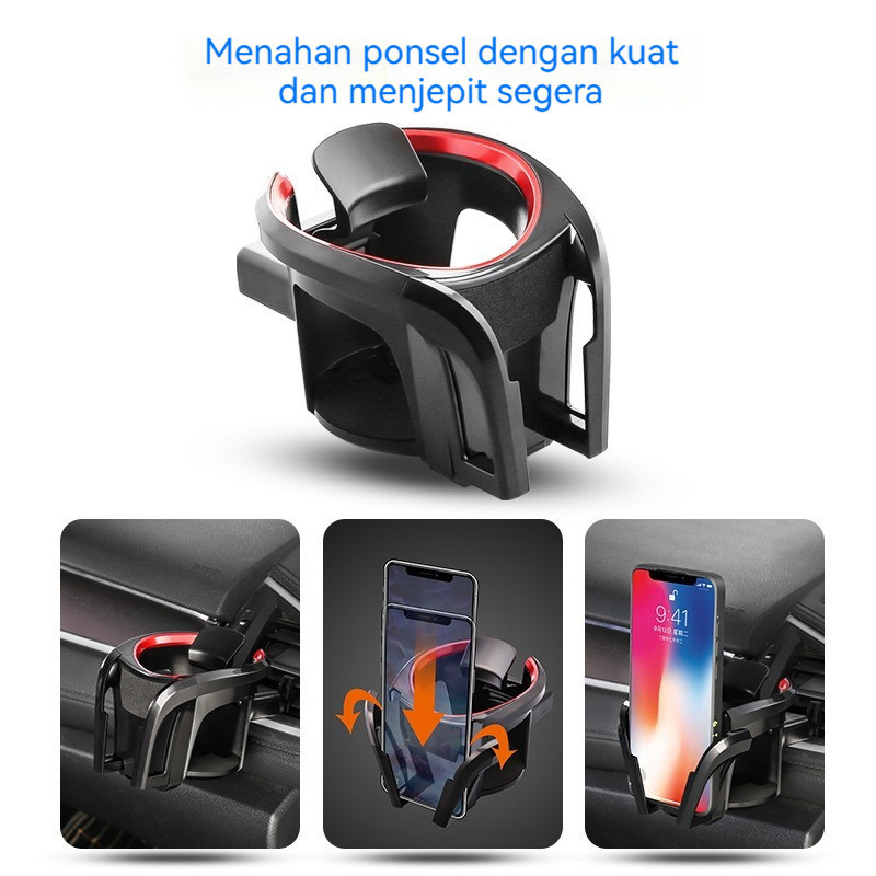HOT PRODUCT Car Phone Holder Car Cup Holder 2-in-1 Tempat Botol Mobil Cup Holder