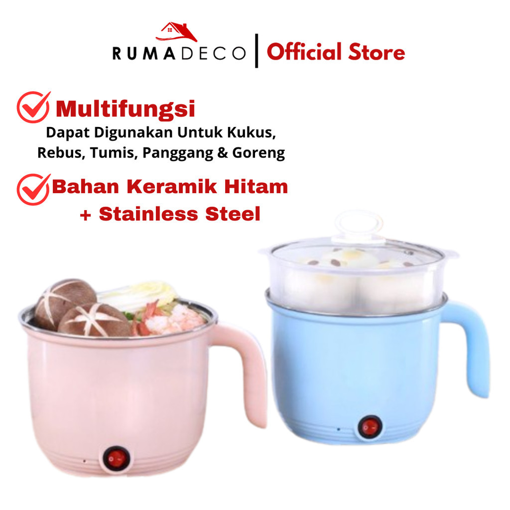Rumadeco Panci Elektrik Mini / Panci Listrik Free Kukusan / Panci Penggorengan