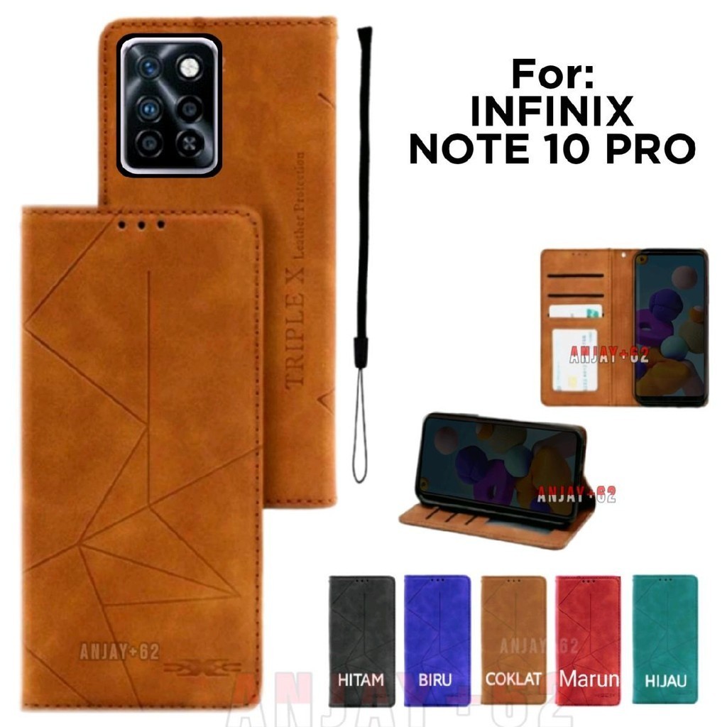 Case Untuk INFINIX NOTE 10 PRO Flip Cover Magnet Dompet Kulit Standing Premium