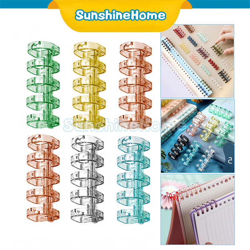 

Ring Binding Binder Loose Leaf 5 Holes Loose-Leaf Plastic Ring Binder Ring Binding Spines Combs DIY Colorful Crystal Ring For A4 A5