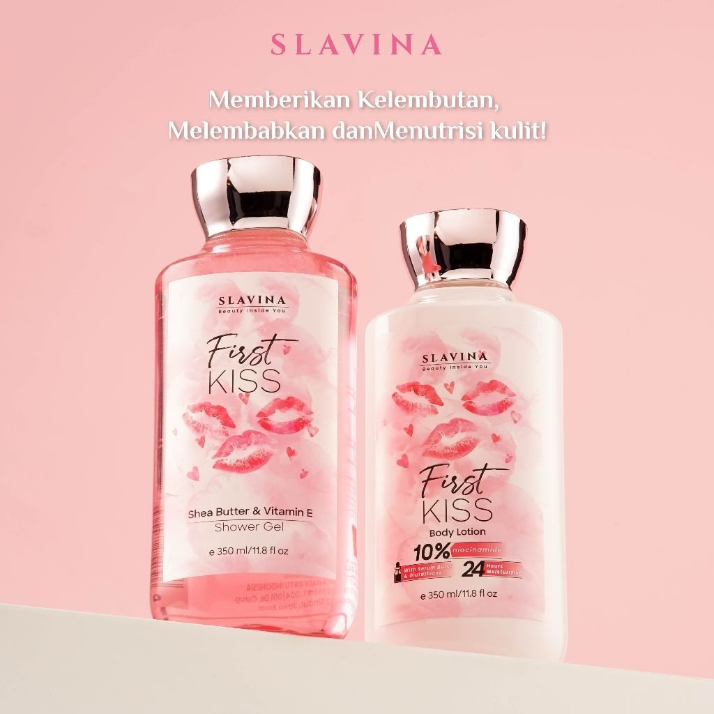 SLAVINA Sabun Mandi Cair First Kiss Wangi Harum Nagita Slavina Mewah Elegan 350ml