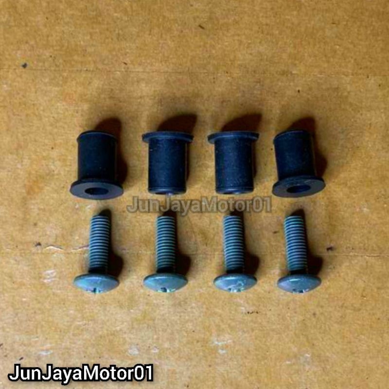 COD / Gratis Ongkir / Baut + Mur Karet Windsield Tameng Baut Visor Vixion Ninja Aerox 5×15 (4set)