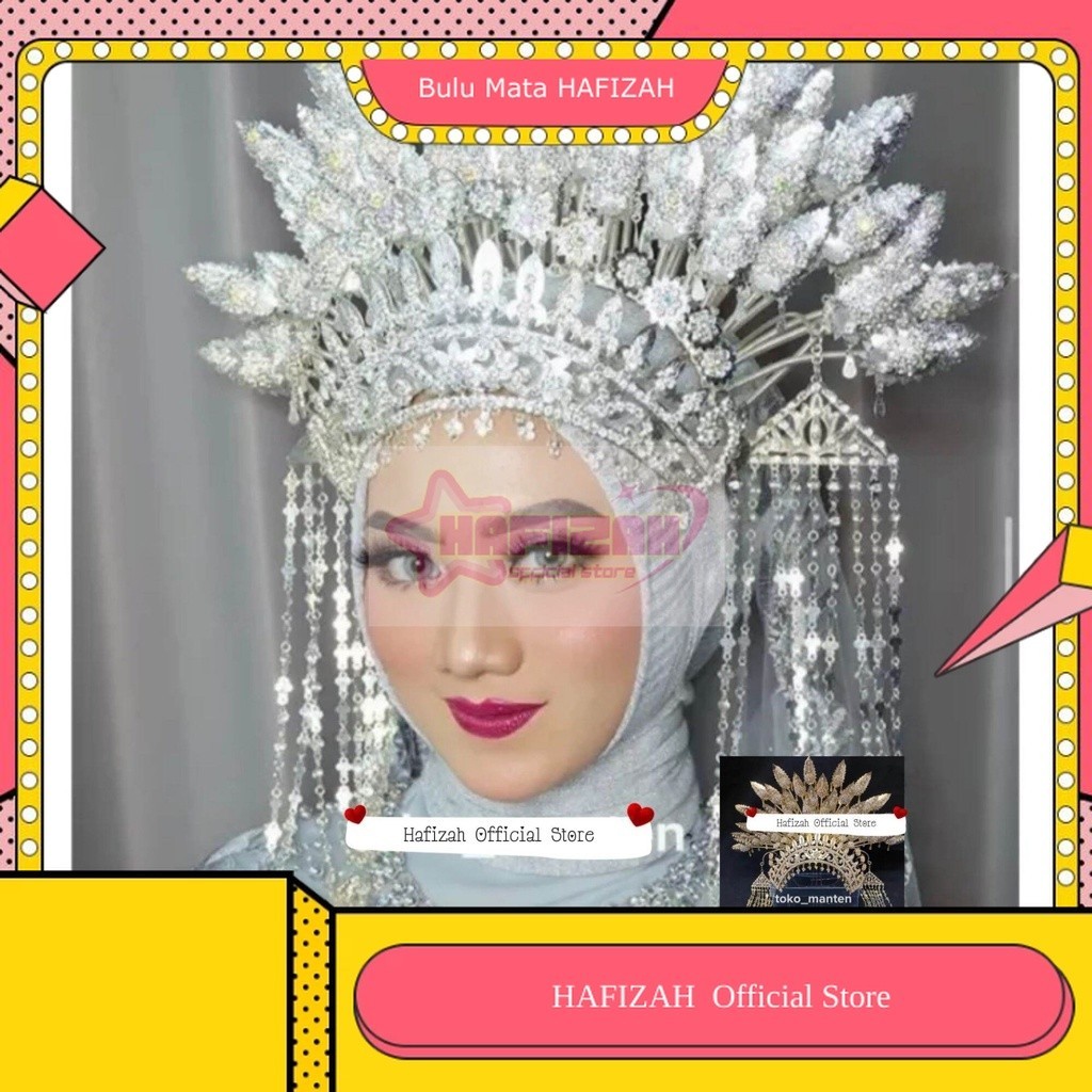 Hafizah Sunting Melayu Murah Mahkota Adat untuk Pernikahan Gold Crown Bando Susun Kening Ramin Aceh 