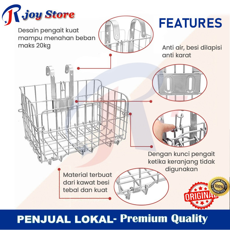 RB R.joy Keranjang Sepeda Lipat Foldable Basket Untuk Sepeda Dewasa MTB Seli Lipat Aksesoris Sepeda