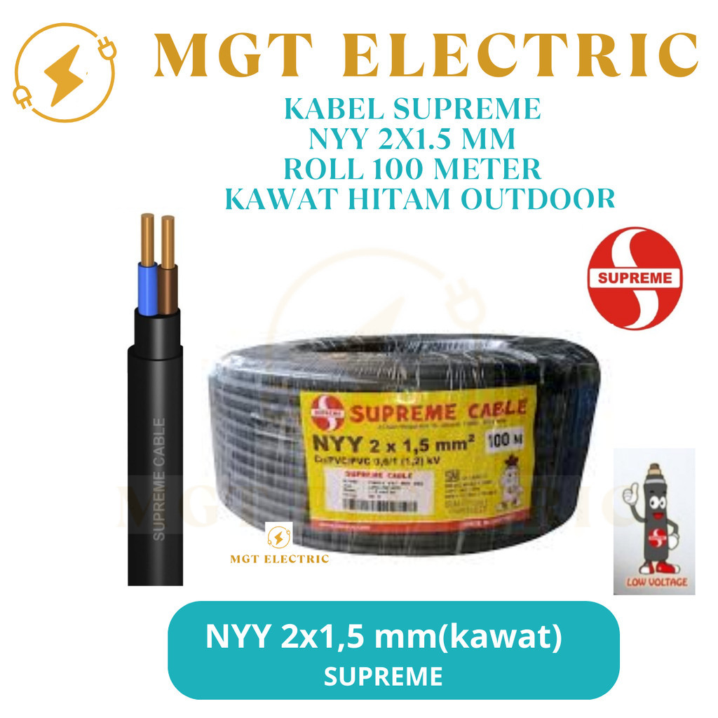 KABEL SUPREME NYY 2X1.5 MM HITAM (1 ROLL 100 METER) / SUPREME NYY2X1,5
