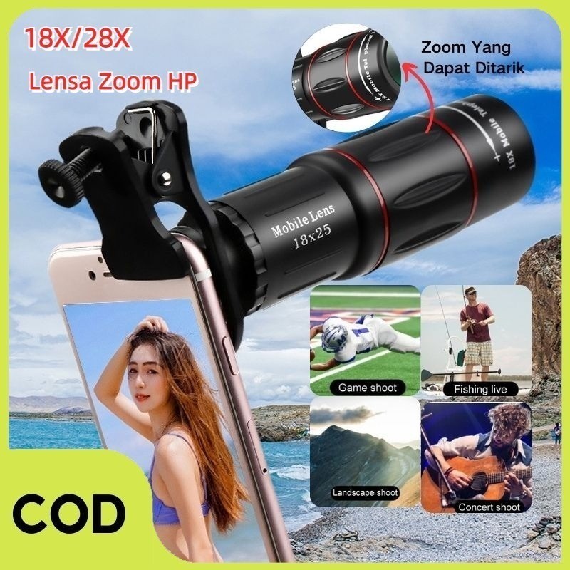 [COD] Lensa Zoom Hp Tele Zoom 18x Teleskop Camera Lensa Apexel 18x25 Tele Zoom Apexel 28x Lensa Kame