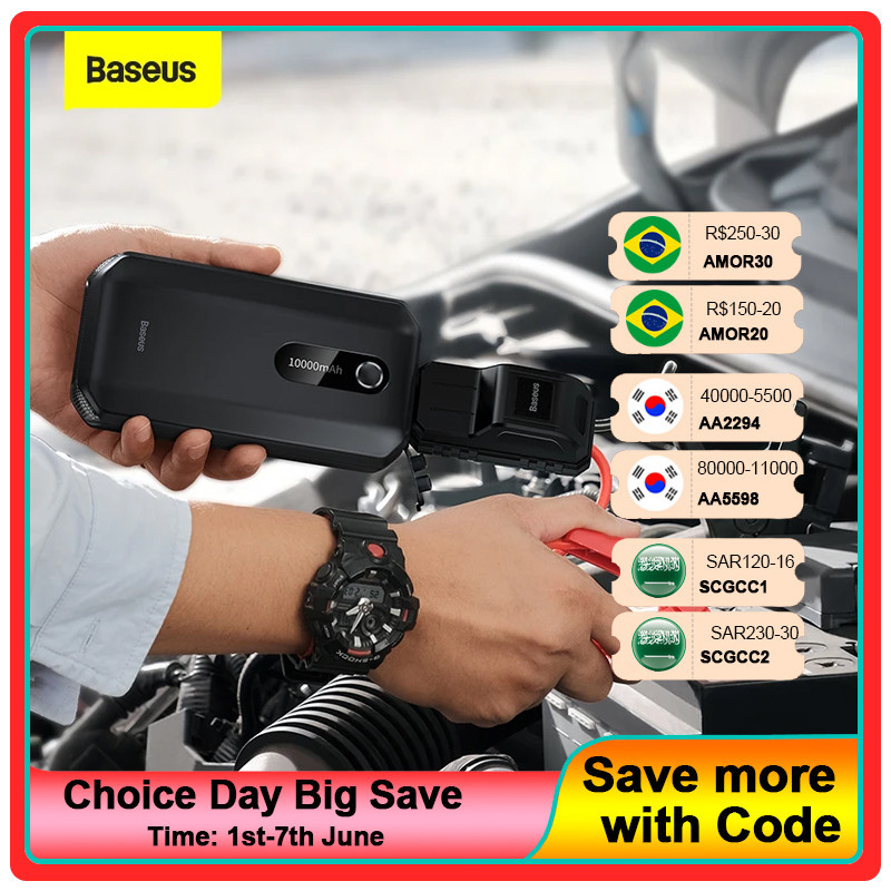 Baseus Car Jump Starter Starting Device 1000A Jumpstarter Auto Buster Emergency Booster 12V Car Jump