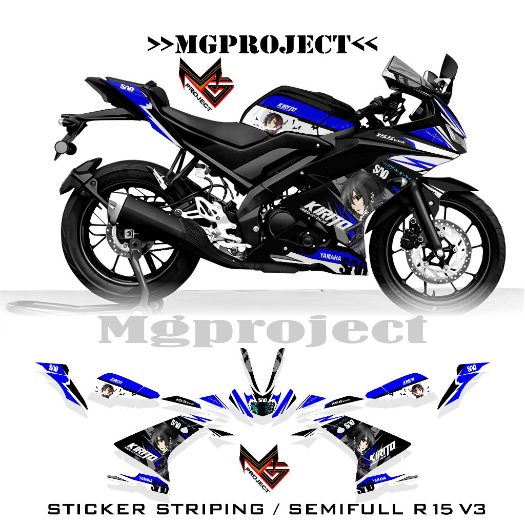 r15 v3 sku 13, stiping yamaha r15 v3 anime kirito, stiker r15 semifullbody