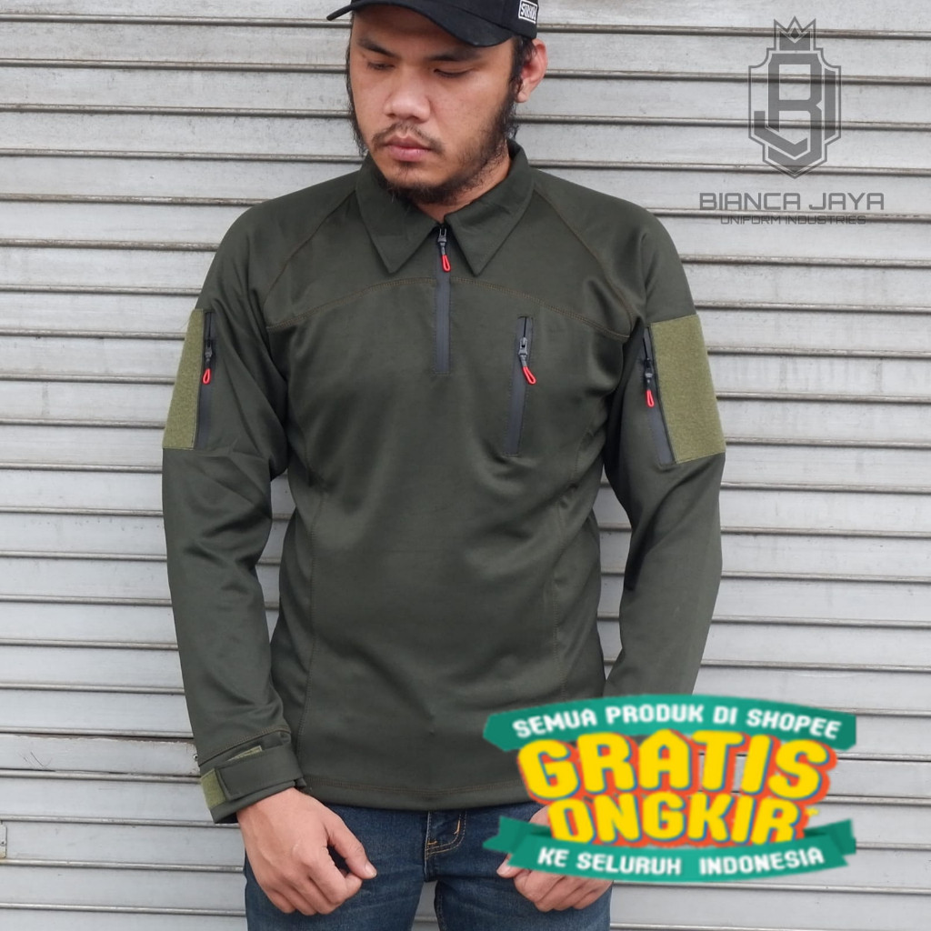 Kaos Tactical Scuba Baju bdu Full Scuba hijau olive Tshirt Kaos Army Pria Lengan Panjang Kaos Pria /