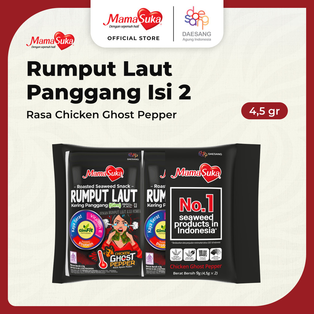 

MamaSuka - Rumput Laut Panggang Ghost Pepper Isi 2 4,5 gr