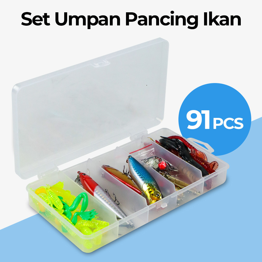 

LIXADA Umpan Pancing Ikan Set Fishing Bait Kit 91PCS - DWS250-F