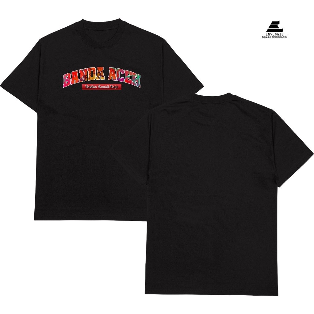 FestKaos KAOS KOTA BANDA ACEH ORIGINAL ENVLOGIE hitam dan putih lengan pendek