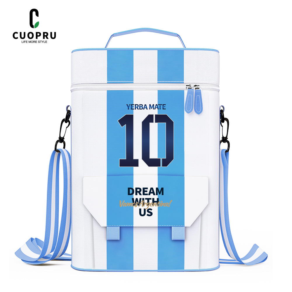 CUOPRU Argentina Football Captain No.10 Style Matera Bag, Premium Waterproof 2 Wine Bottle Pockets P
