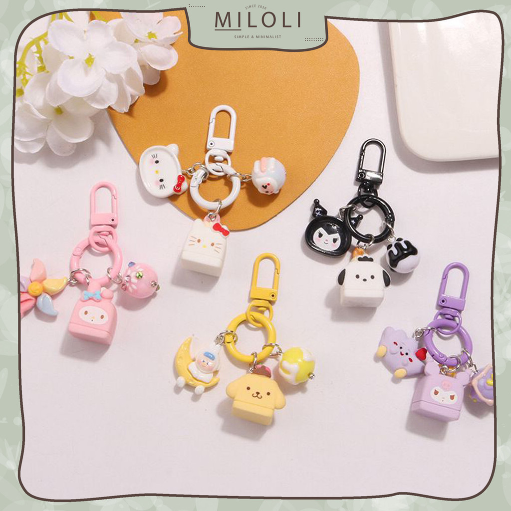 [MILOLI] 1Pcs Gantungan Kunci CARTOON BALL KOTAK SANR10 Karakter Cartoon Keychain Ring Aksesoris Bag
