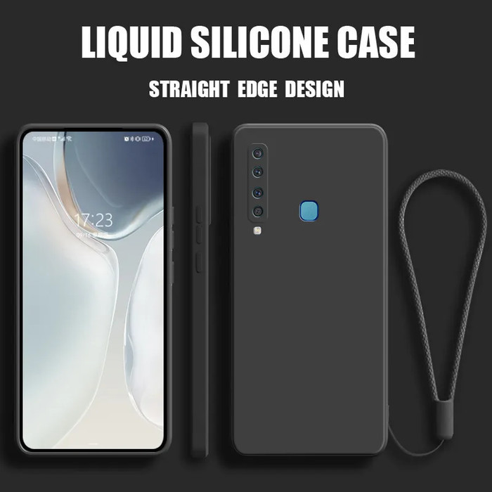 Case Samsung A9 2018 Liquid Suede Bludru LANYARD tali Casing Softcase - Hitam