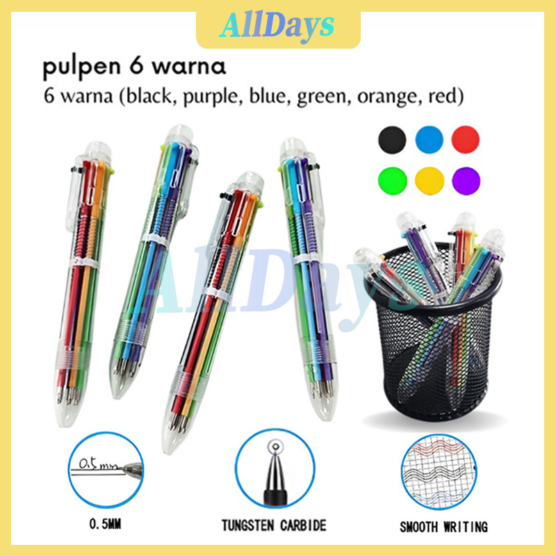 

Pulpen mekanik 6 warna baru / Pulpen 6 Warna Transparan / Pena bolpen 6in1 warna multi colors pen