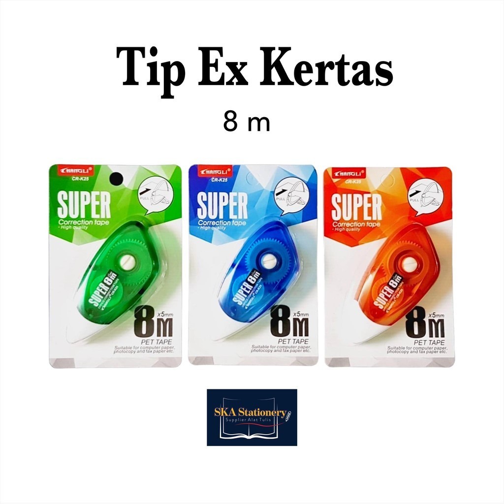 

Tip Ex Kertas / Correction Tape / Tip Ex Roll Kertas 8M (Pcs)