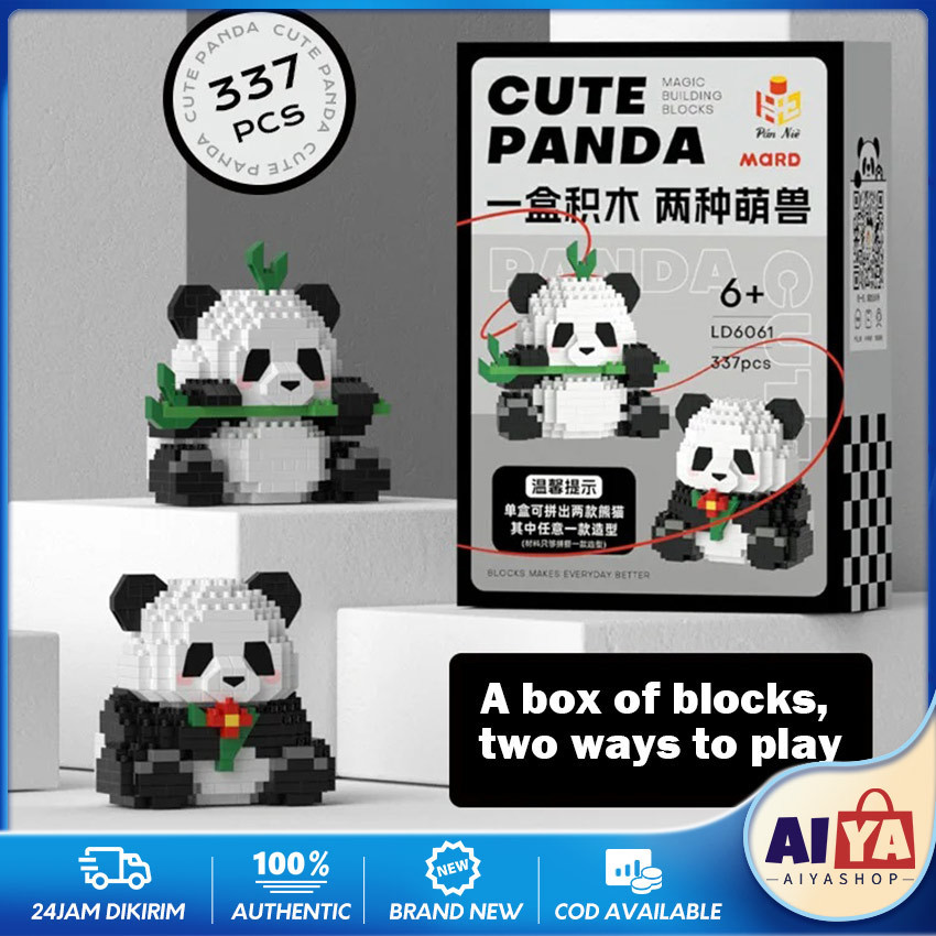 Mainan Anak Perempuan Brick Panda 3D Puzzle Block Susun Edukasi Mainan Mainan Anak Anak 6/7/8/10 tah